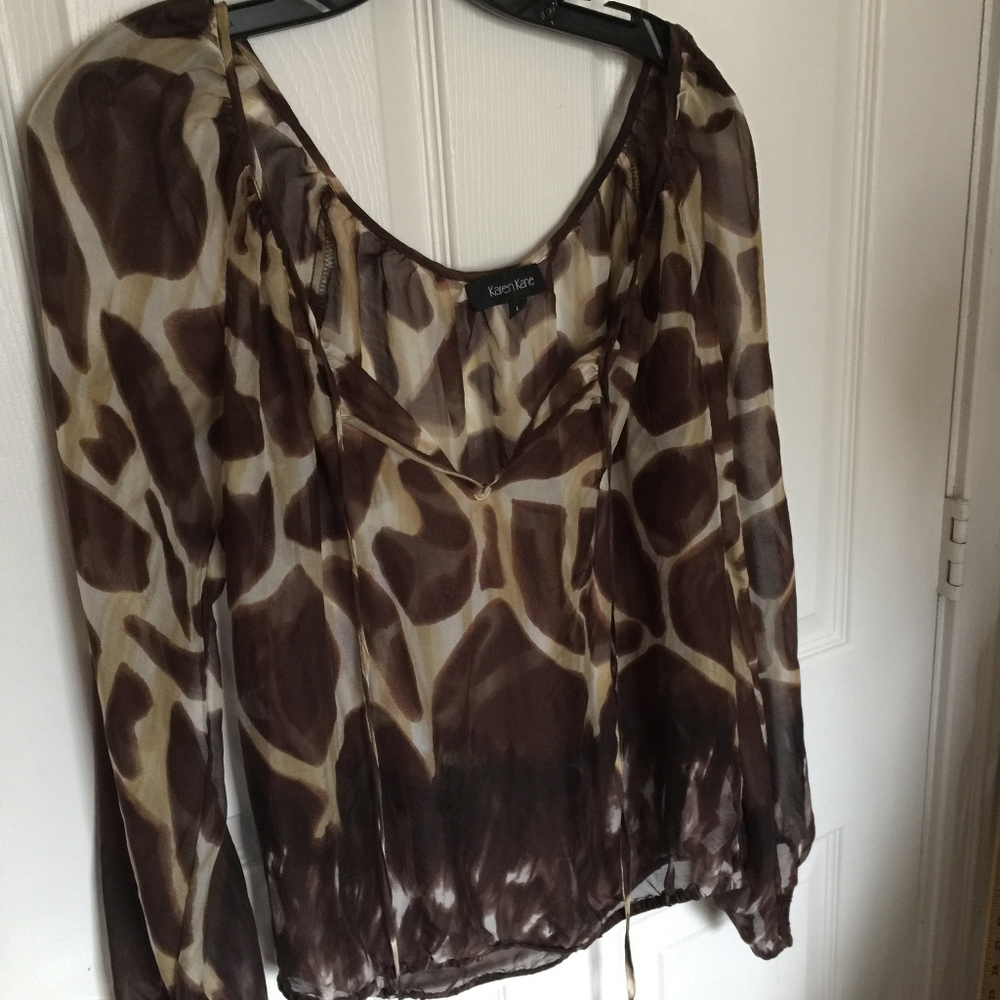 Karen Kane Animal print sheer blouse size L